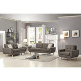 Benzara Polyester Upholstered Chair With Tufted Seat And Back, Gray BM180087 Gray Polyester Fabric Wood BM180087