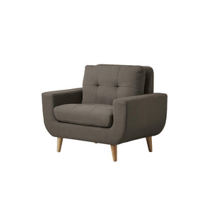 Benzara Polyester Upholstered Chair With Tufted Seat And Back, Gray BM180087 Gray Polyester Fabric Wood BM180087