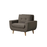 Polyester Upholstered Chair: Stylish Gray Tufted Seat & Back, Modern Design for Living Room Elegance