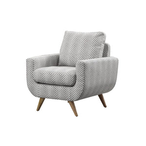 Benzara Herringbone Pattern Polyester Upholstered Accent Chair, Gray BM180088 Gray Polyester Fabric Wood BM180088