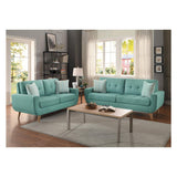 Benzara Polyester Upholstered Chair With Tufted Seat And Back, Teal Blue BM180091 Blue Polyester Fabric Wood BM180091