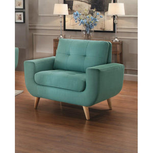 Benzara Polyester Upholstered Chair With Tufted Seat And Back, Teal Blue BM180091 Blue Polyester Fabric Wood BM180091