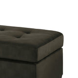 Benzara Polyester Upholstered Ottoman With Tufted Seat, Chocolate Brown BM180101 Brown Polyester Wood BM180101