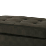 Benzara Polyester Upholstered Ottoman With Tufted Seat, Chocolate Brown BM180101 Brown Polyester Wood BM180101