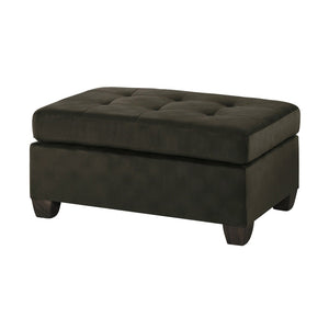 Benzara Polyester Upholstered Ottoman With Tufted Seat, Chocolate Brown BM180101 Brown Polyester Wood BM180101