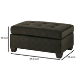 Benzara Polyester Upholstered Ottoman With Tufted Seat, Chocolate Brown BM180101 Brown Polyester Wood BM180101