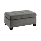 Benzara Tufted Ottoman With Polyester Upholstery, Taupe Gray BM180102 Gray Polyester Wood BM180102