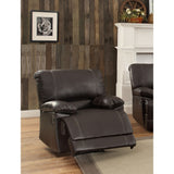 Benzara Leather Reclining Chair with Padded Armrest, Dark Brown BM180111 Brown Leather BM180111