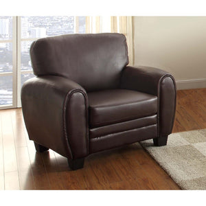 Benzara Leather Upholstered Chair With Tapered Feet, Dark Brown BM180146 Brown Leather wood BM180146