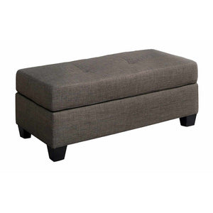 Benzara Fabric Tufted Ottoman With Tapered Feet , Grayish Brown BM180156 Gray and Brown Fabric BM180156