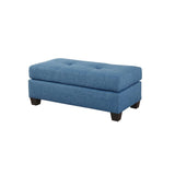 Benzara Fabric Tufted Ottoman With Tapered Feet , Blue BM180158 Blue Fabric BM180158