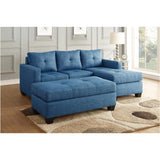 Benzara Fabric Tufted Ottoman With Tapered Feet , Blue BM180158 Blue Fabric BM180158