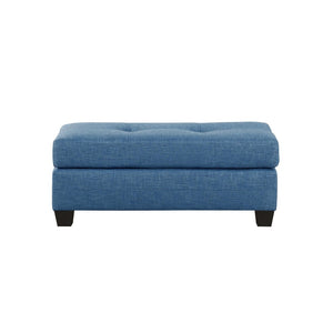 Benzara Fabric Tufted Ottoman With Tapered Feet , Blue BM180158 Blue Fabric BM180158