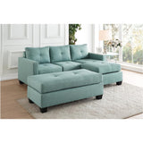 Benzara Fabric Tufted Ottoman With Tapered Feet , Teal Green BM180162 Green Fabric BM180162