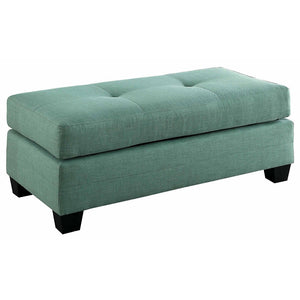 Benzara Fabric Tufted Ottoman With Tapered Feet , Teal Green BM180162 Green Fabric BM180162