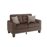 Benzara Tufted Fabric Upholstered Love Seat With Two Pillows, Chocolate Brown BM180173 Brown Fabric BM180173