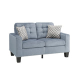 Benzara Tufted Fabric Upholstered Love Seat With Two Pillows, Gray BM180175 Gray Fabric BM180175