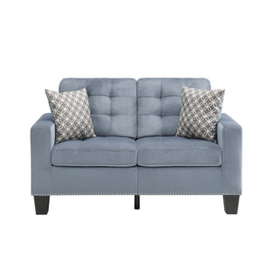 Benzara Tufted Fabric Upholstered Love Seat With Two Pillows, Gray BM180175 Gray Fabric BM180175