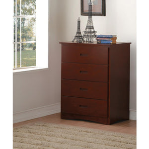 Benzara Wooden Chest With 4 Drawers, Dark Cherry Brown BM180177 Brown Wood BM180177