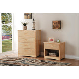 Benzara Wooden Night Stand With Bottom Shelf, Natural Brown BM180178 Brown Wood BM180178