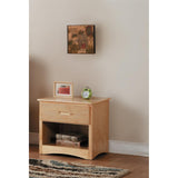 Benzara Wooden Night Stand With Bottom Shelf, Natural Brown BM180178 Brown Wood BM180178