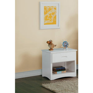 Benzara Wooden Night Stand With Bottom Shelf, White BM180180 White Wood BM180180