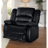 Leather Upholstered Recliner Chair With Padded Armrests, Black