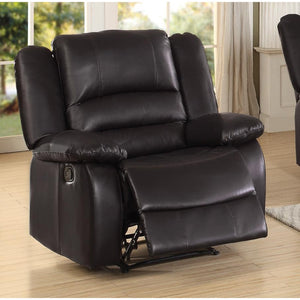 Benzara Leather Upholstered Recliner Chair With Padded Armrests, Brown BM180212 Brown Leather and Metal BM180212