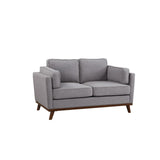 Benzara Polyester Upholstered Loveseat With Wooden Splayed Legs, Gray BM180226 Gray Polyester BM180226