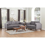 Benzara Polyester Upholstered Loveseat With Wooden Splayed Legs, Gray BM180226 Gray Polyester BM180226