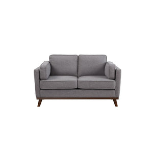 Benzara Polyester Upholstered Loveseat With Wooden Splayed Legs, Gray BM180226 Gray Polyester BM180226