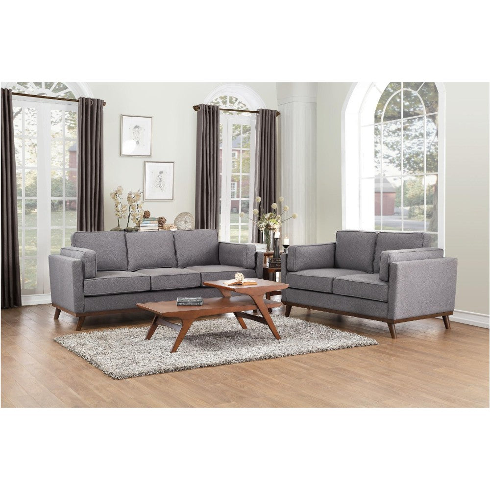 Polyester Upholstered Sofa With Wooden Splayed Legs Gray