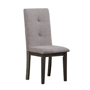 Benzara Wood & Fabric Dining Side Chair with Square Tufts, Gray, Set of 2 BM180286 Gray Wood & Fabric BM180286