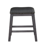 Benzara Wood & Leather CoUnter Height Stool with Nail head Trim, Set of 2, Black & Gray BM180295 Gray & Black Wood & Leather BM180295