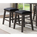 Benzara Wood & Leather CoUnter Height Stool with Nail head Trim, Set of 2, Black & Gray BM180295 Gray & Black Wood & Leather BM180295