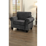 Fabric upholstered Sofa Armchair with Nail head Trim, Dark Gray