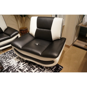 Benzara Leather Upholstered Modern Armchair, Black & White BM180306 Black & White Leather BM180306