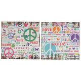 Benzara Distressed Wooden Wall Plaques With Colorful Doodles, Set of 2 BM180917 Multicolor Wood BM180917