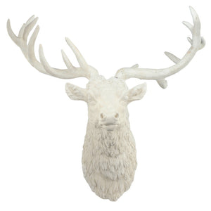 Benzara Magnesia Deer Head Wall Accent, White BM180980 White Magnesian BM180980