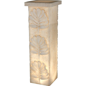 Benzara decorative Polyresin Pedestal With Embossed Leaf Design, Cream BM181051 Cream Polyresin BM181051