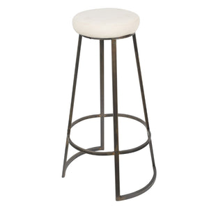 Benzara Metal Framed Backless Counter Stool With Polyester Seat, Black & White BM181062 Black & White Metal Polyester Fabric BM181062