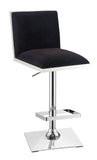 Benzara Contemporary Style Bar Stool With Padded Fabric Seat And Back, Black & Silver BM181074 Black & Silver Metal & Fabric BM181074