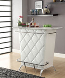 Benzara Contemporary Style Leatherette Padded Bar Table With Button Tufting, White BM181080 White Metal & Fabric BM181080