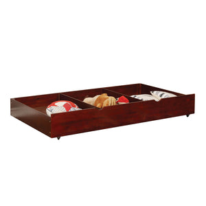 Benzara Transitional Style Wooden Trundle With Large Storage Drawer, Warm Cherry Brown BM181099 Brown Wood BM181099