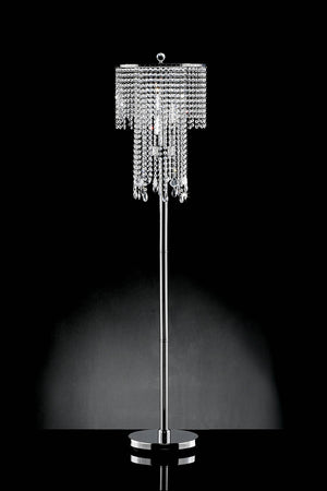 Benzara Contemporary Metallic Iron Floor Lamp Accented With Crystals, Silver BM181101 Silver Crystal & Iron BM181101