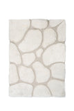 Benzara Pebble Pattern Polyester Area Rug With cotton Backing, Ivory BM181135 Ivory Cotton & Polyester BM181135
