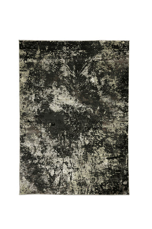 Benzara Distressed Polyester Area Rug With Jute Mesh Backing, Small, Black and Gray BM181182 Black and Gray Polyester & Jute Mesh BM181182