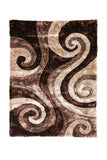 Polyester and Jute Mesh Area Rug With Swirl Pattern, Brown and Beige