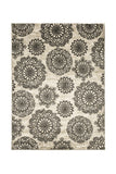 Nylon and Latex Area Rug With Flower Pattern, Small, Black and Beige