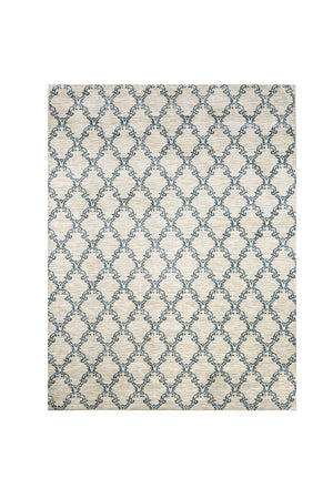 Benzara Acanthus Patterned Nylon Area Rug With Latex Backing, Small, Blue and Gray BM181211 Blue and Gray Nylon & Latex Backing BM181211